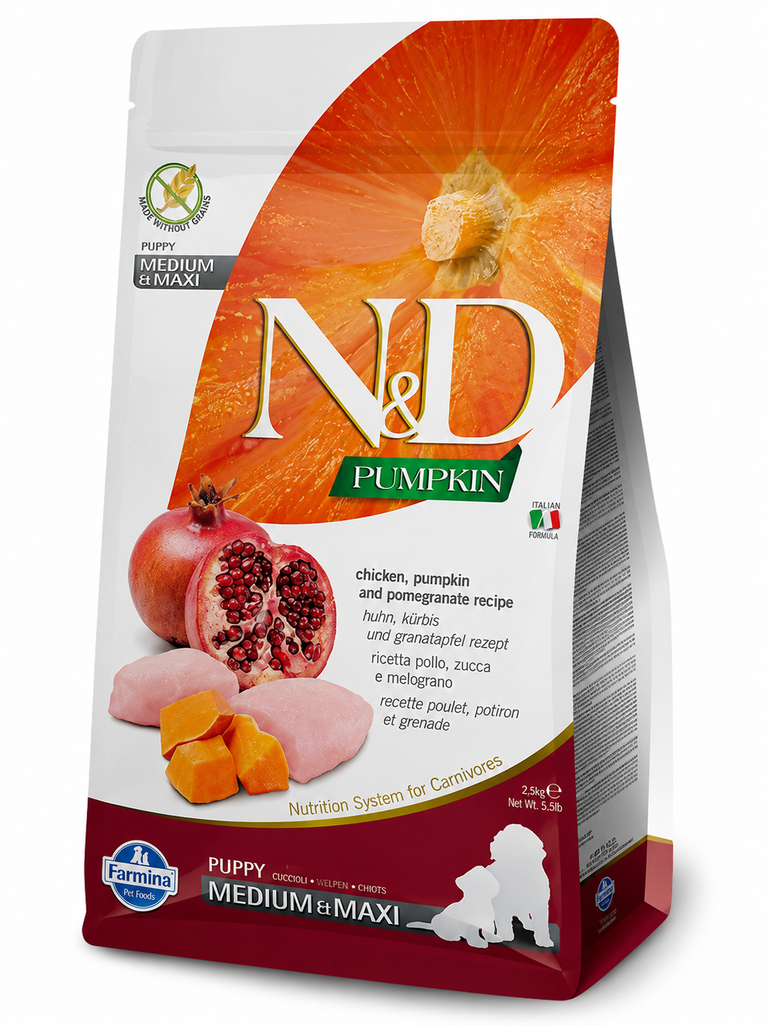 Farmina N&D Puppy Medium & Maxi Chicken, Pumpkin & Pomegranate Recipe (2.5 kg)