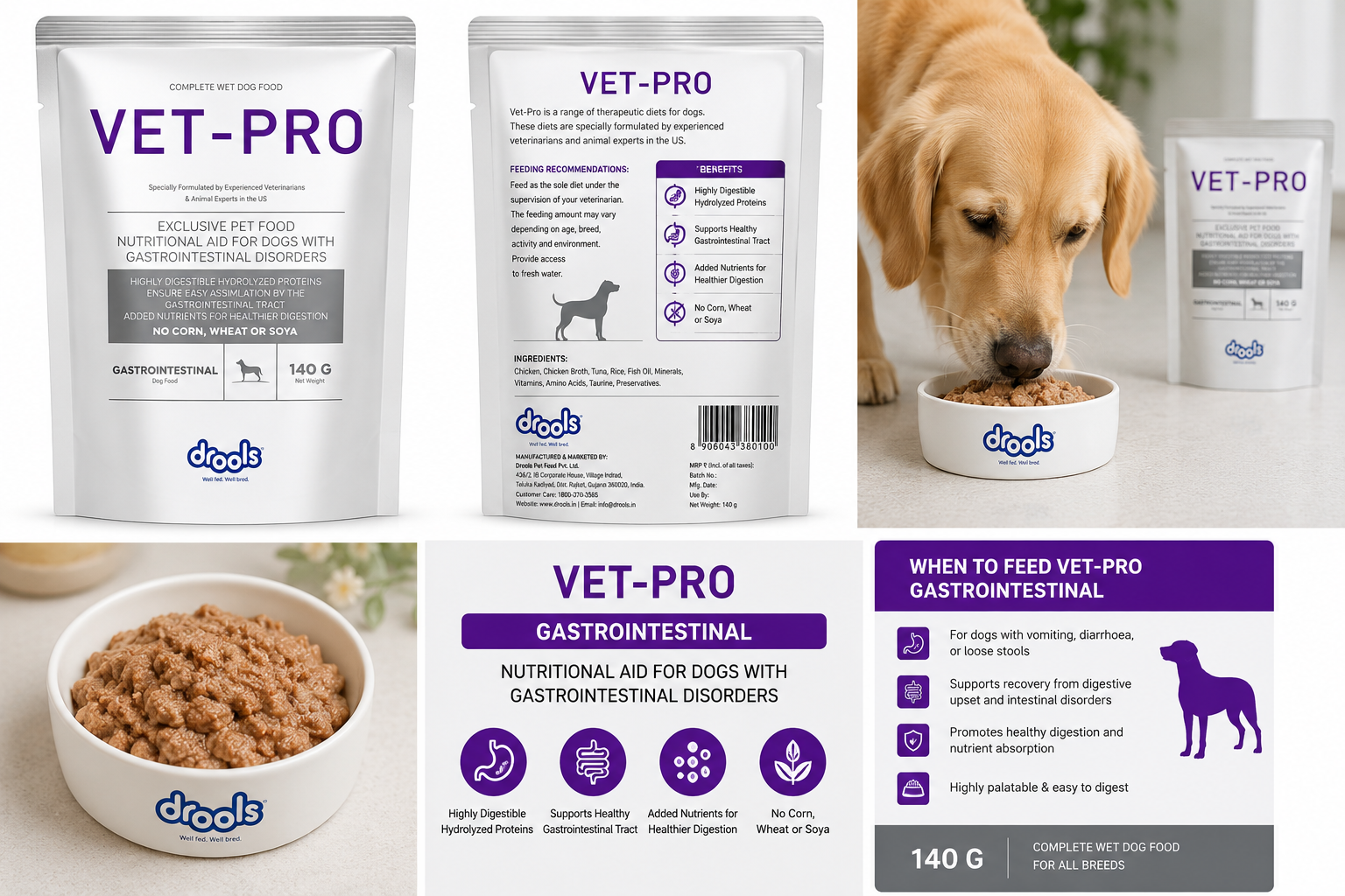 Drools Vet-Pro Gastrointestinal Wet Dog Food 140g