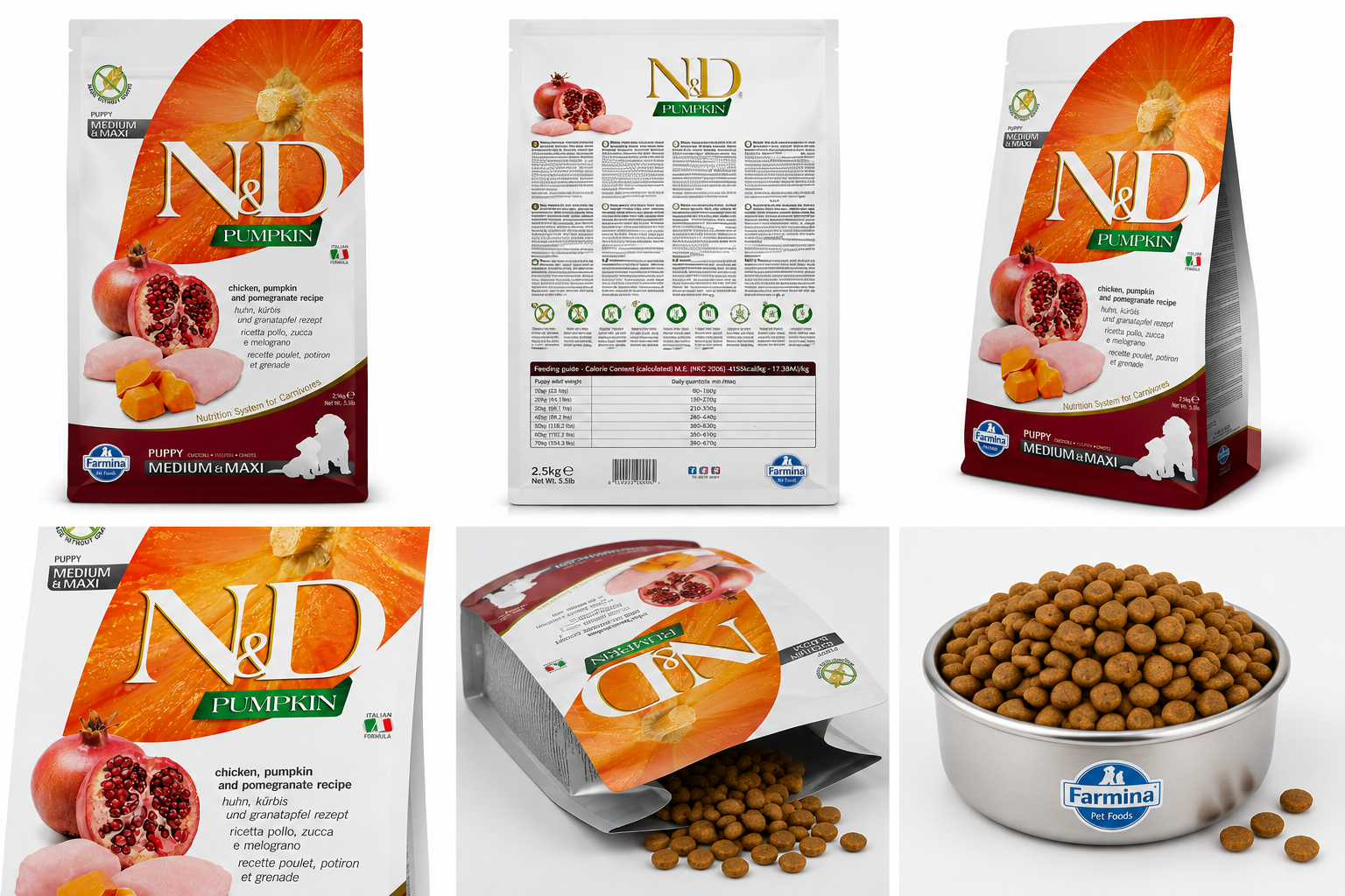 Farmina N&D Puppy Medium & Maxi Chicken, Pumpkin & Pomegranate Recipe (2.5 kg)